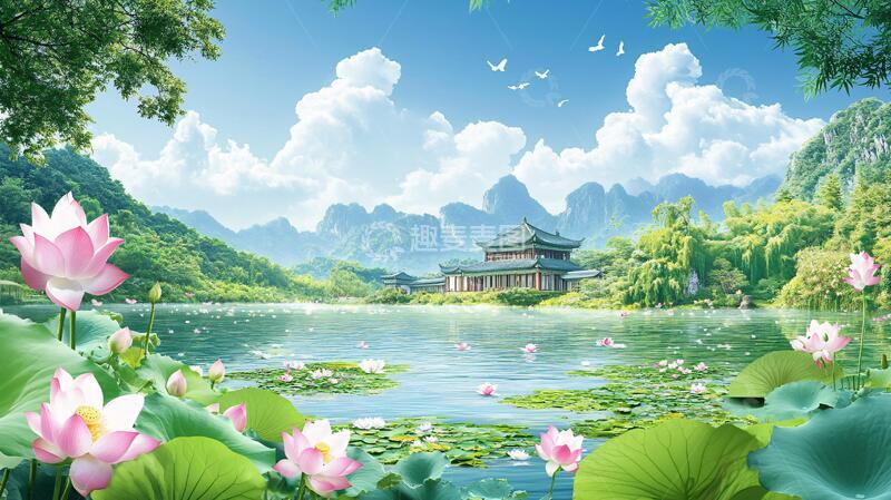 高清大图下载【趣麦麦图】荷花背景荷花背景电视
