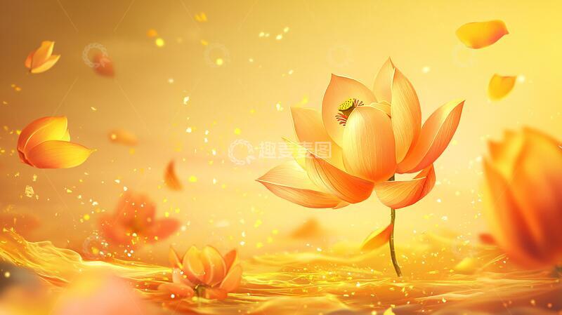 高清大图下载【趣麦麦图】金色荷花背景图