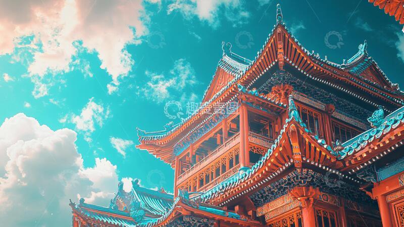 高清大图下载【趣麦麦图】楼阁飞雪楼阁古典飞雪