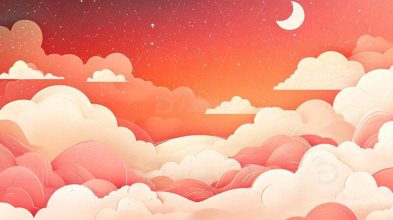 高清大图下载【趣麦麦图】剪纸风背景插画剪纸背景