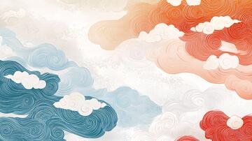 彩云海水纹中式彩云海水