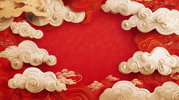 剪纸风背景剪纸插画浮雕