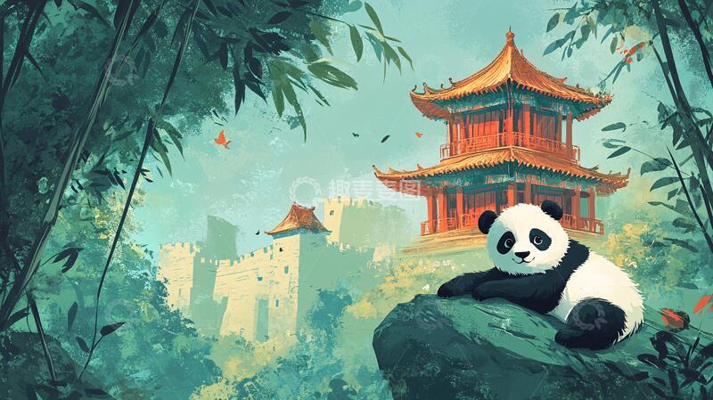 高清大图下载【趣麦麦图】熊猫绘本插图插画