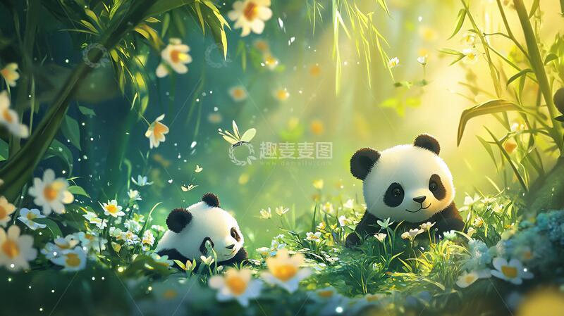 高清大图下载【趣麦麦图】卡通熊猫壁纸3