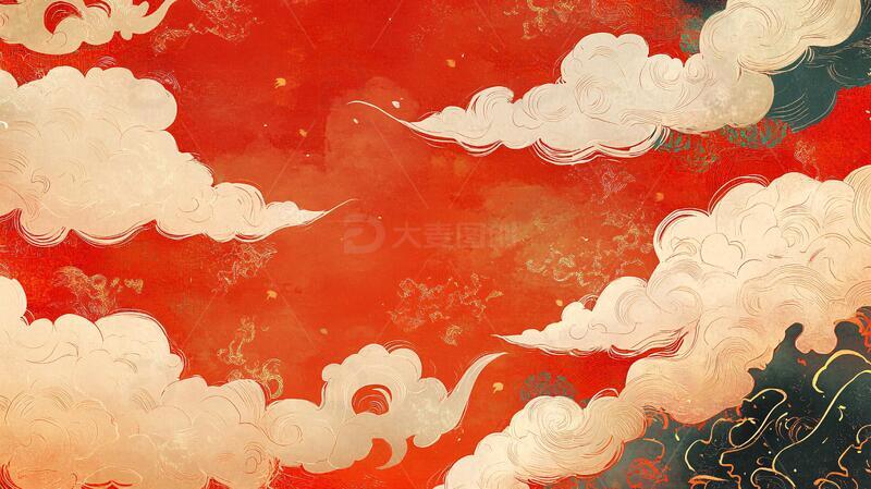 高清大图下载【趣麦麦图】红金风插画插画风云金风