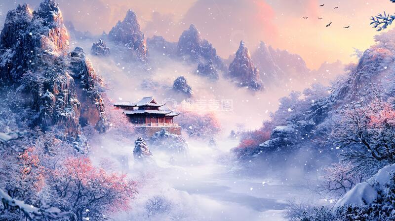高清大图下载【趣麦麦图】古风冬景古风雪景楼阁