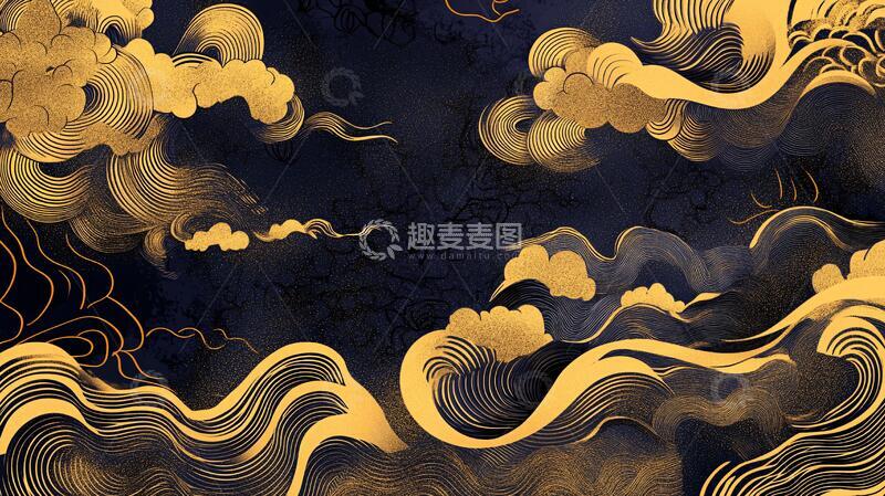 高清大图下载【趣麦麦图】金银云纹金色高端背景