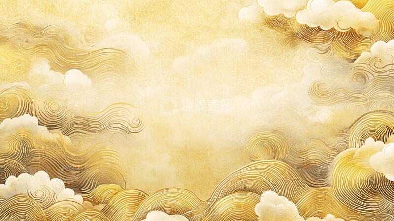 高清大图下载【趣麦麦图】金色云纹墙金色黄金浮雕