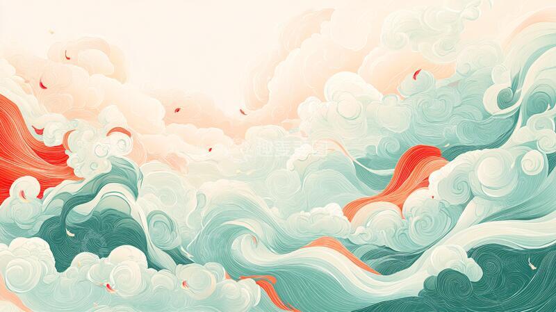 高清大图下载【趣麦麦图】流云插画插画海水水纹