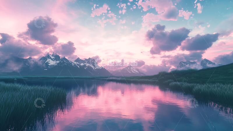 高清大图下载【趣麦麦图】远山山脉梦幻山水