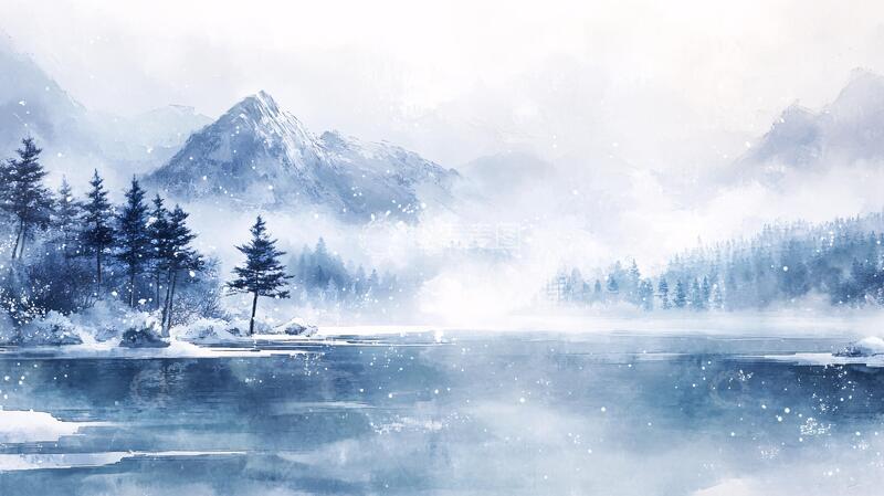 高清大图下载【趣麦麦图】雾凇插画插画雪景古风