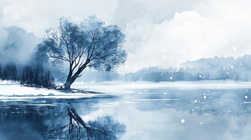 高清大图下载【趣麦麦图】手绘冬季主题朦胧插画3