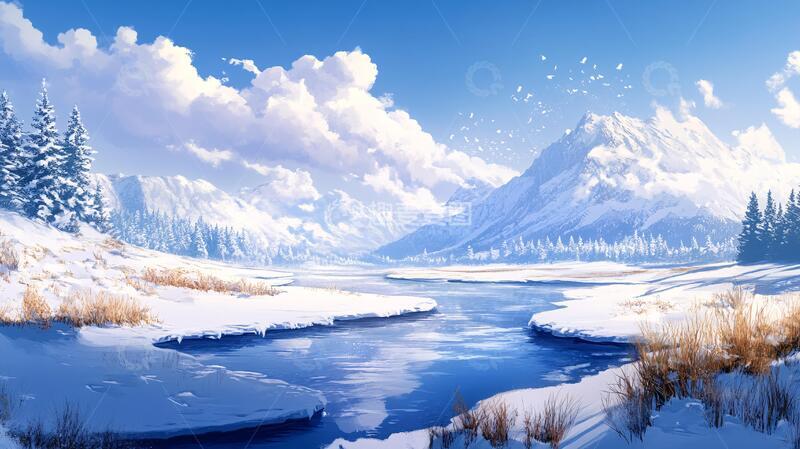 高清大图下载【趣麦麦图】电脑装饰画不冻河9