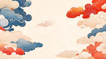 云纹插画背景彩云中式