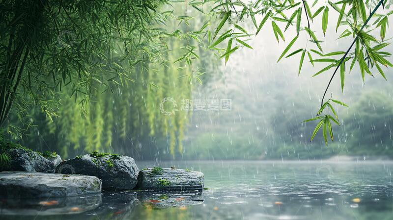 高清大图下载【趣麦麦图】竹林雨景园林雨景雨雾