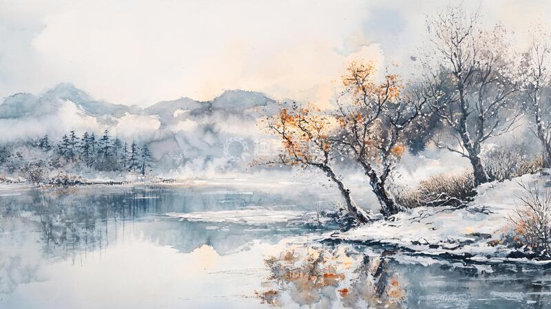 高清大图下载【趣麦麦图】雾凇水粉画雾凇油画电脑