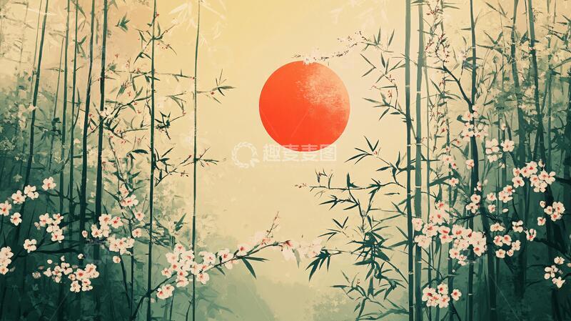 高清大图下载【趣麦麦图】旭日东升插画12