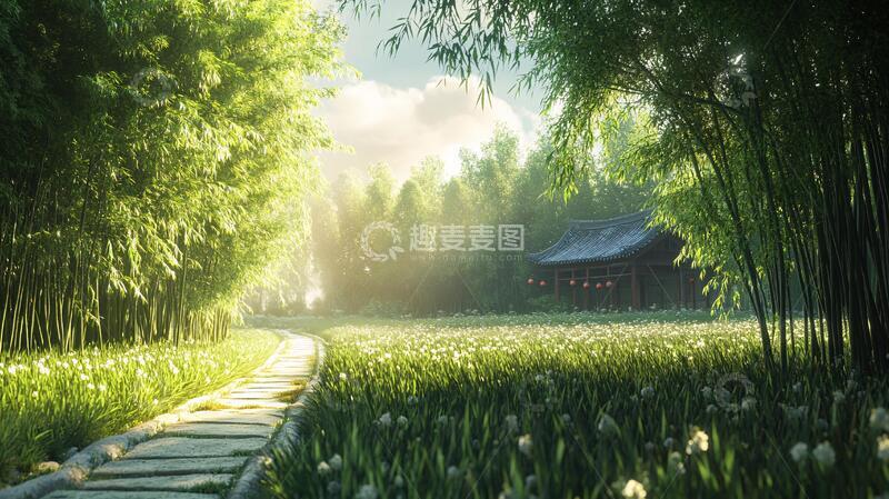 高清大图下载【趣麦麦图】唯美竹林小路28