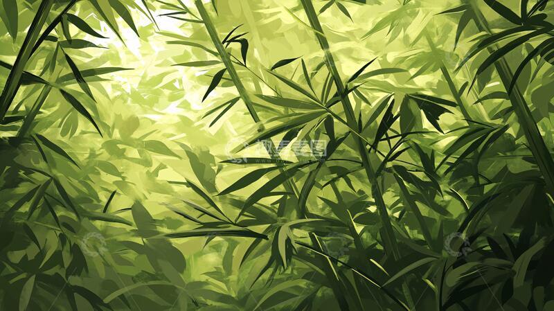 高清大图下载【趣麦麦图】竹林背景插画20
