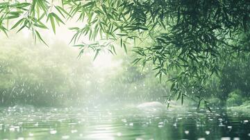 竹林雨景背景雨景风景