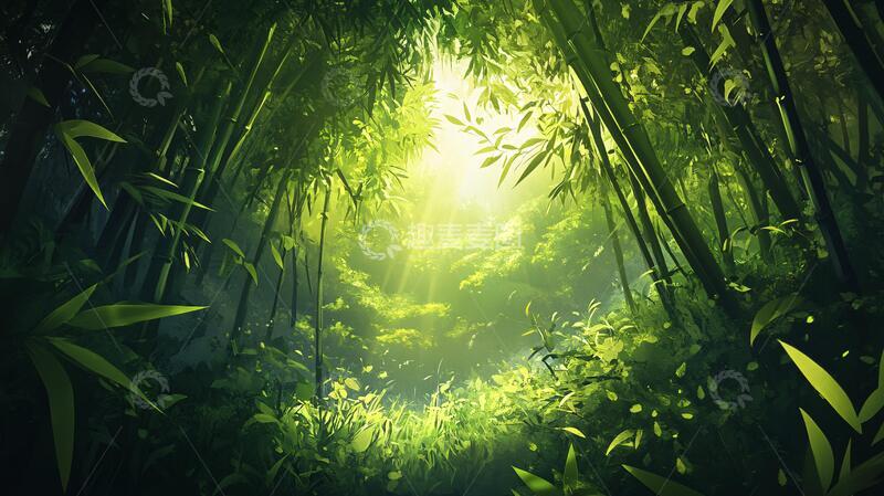 高清大图下载【趣麦麦图】竹林深处背景素材