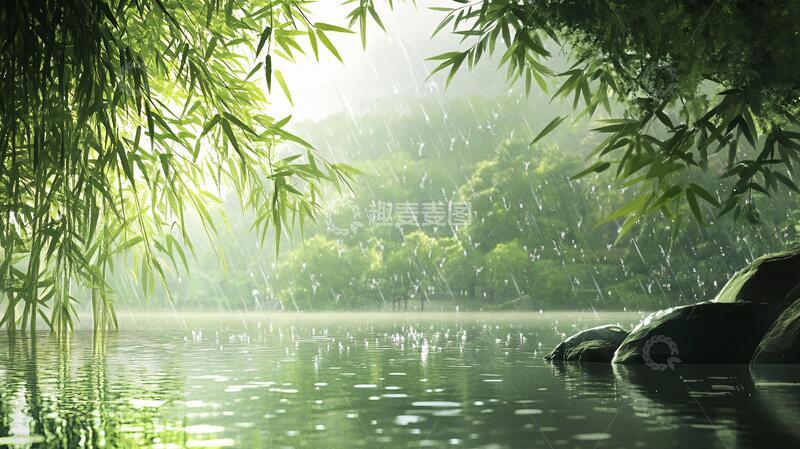 高清大图下载【趣麦麦图】竹林雨景雨景美景意境