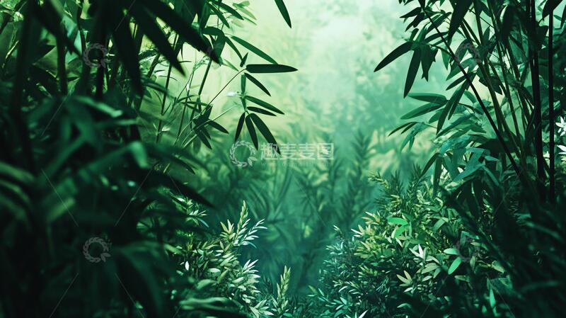 高清大图下载【趣麦麦图】梦幻竹林背景梦幻古风