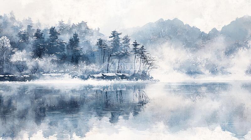 高清大图下载【趣麦麦图】磨砂山水意境画6