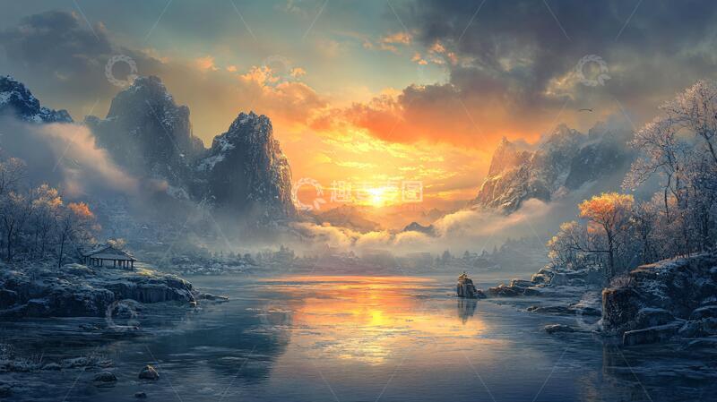 高清大图下载【趣麦麦图】暖调山水风景7