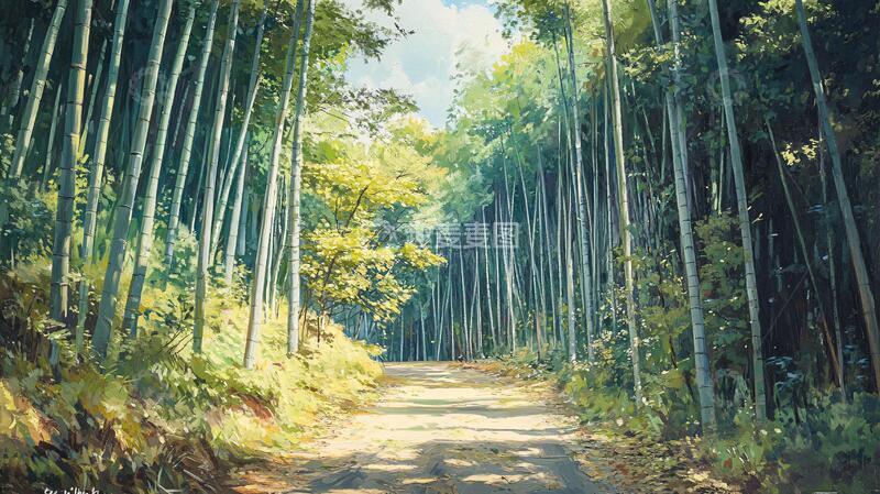 高清大图下载【趣麦麦图】唯美竹林小路26