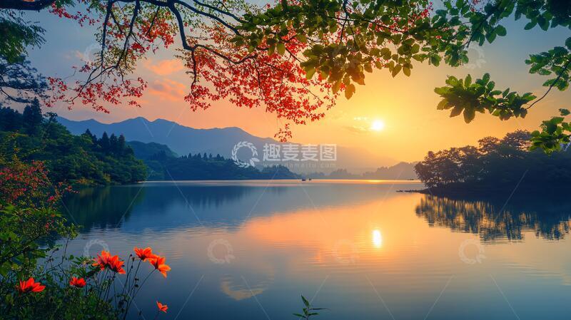 高清大图下载【趣麦麦图】牯牛降日出日落2