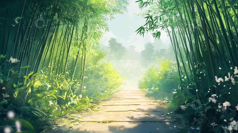 高清大图下载【趣麦麦图】唯美竹林小路24