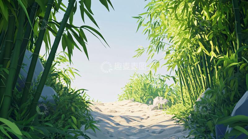 高清大图下载【趣麦麦图】竹林背景插画17