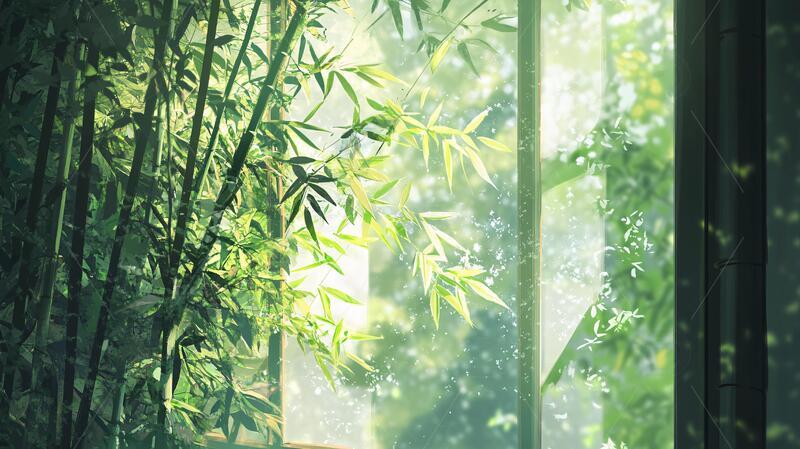 窗外竹景茂密竹林2