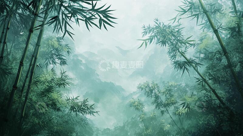 高清大图下载【趣麦麦图】竹林意境图意境壁纸桌面