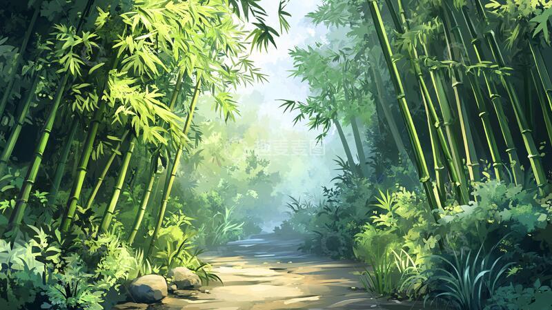 高清大图下载【趣麦麦图】唯美竹林背景22