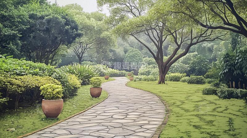高清大图下载【趣麦麦图】园林小路绿化