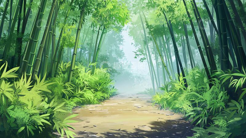 高清大图下载【趣麦麦图】竹林小路背景7