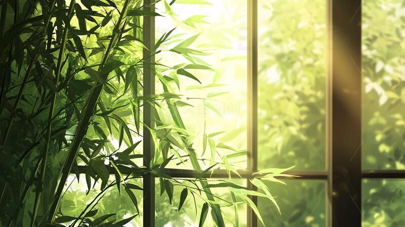 窗外竹景茂密竹林1