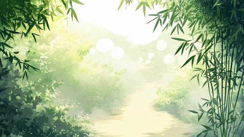 高清大图下载【趣麦麦图】竹林背景插画13