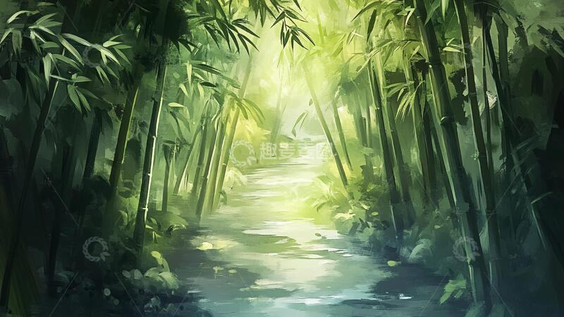 高清大图下载【趣麦麦图】唯美竹林背景23
