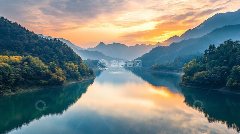 高清大图下载【趣麦麦图】牯牛降日出日落1