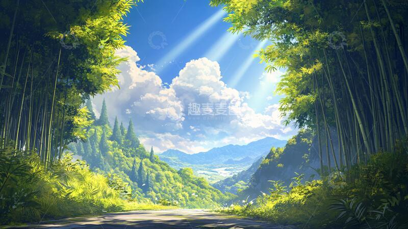 高清大图下载【趣麦麦图】宽屏风景画插画动漫场景1