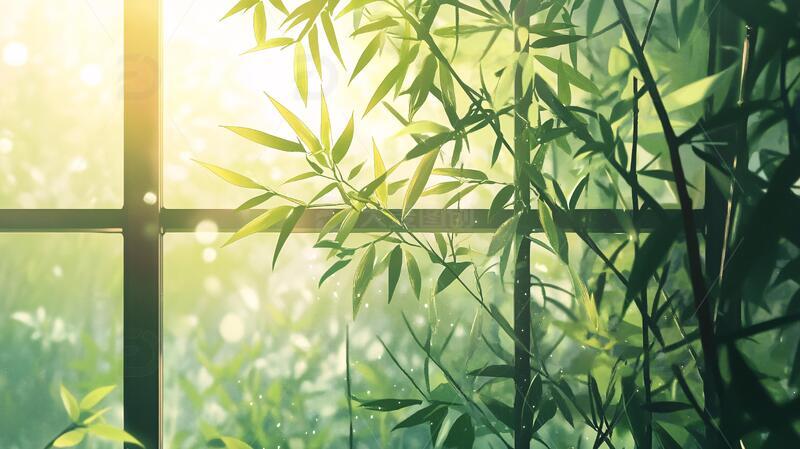 窗外竹景茂密竹林3