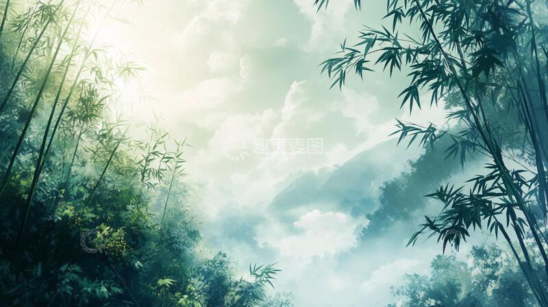 高清大图下载【趣麦麦图】竹林意境图背景艺术壁纸