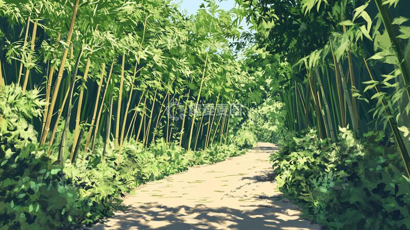 高清大图下载【趣麦麦图】夏日竹林小道