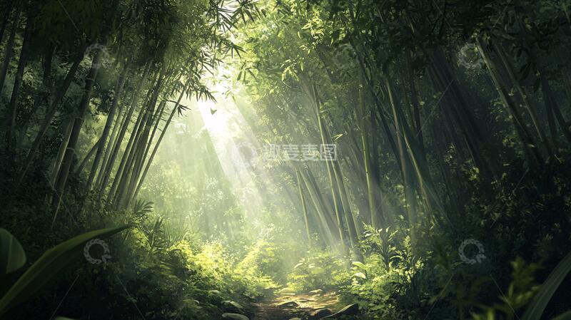 高清大图下载【趣麦麦图】唯美竹林背景19