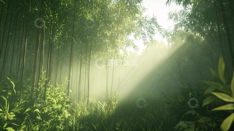 高清大图下载【趣麦麦图】竹林意境图背景意境素材