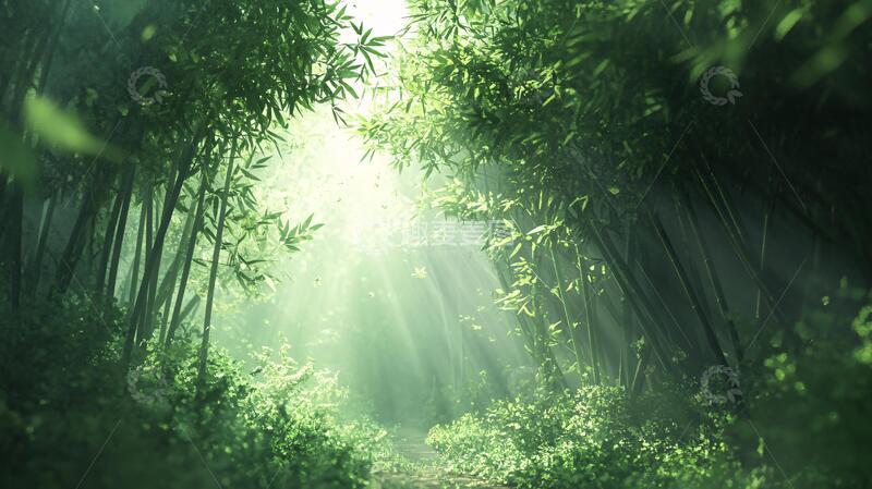 高清大图下载【趣麦麦图】竹林意境图意境绿色素材