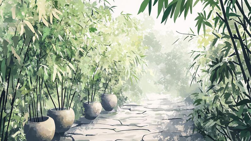 高清大图下载【趣麦麦图】竹林小路背景3